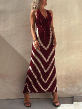 Load image into Gallery viewer, Paulawow Halter V Neck Ruffle Drape Front Printed Maxi Dress