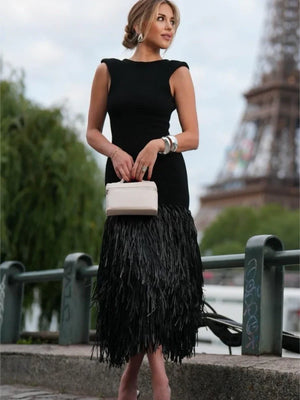 Mavis Backless Tassels Knit Midi Dress