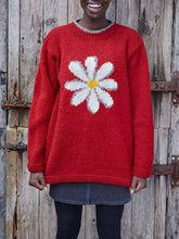 Görseli Galeri görüntüleyiciye yükleyin, Vintage Daisy Pattern Sweater Red