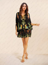 Carregar imagem no visualizador da galeria, Unique Drop Shoulder Sleeve Coconut Tree Printed Dress