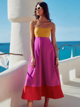 Lataa kuva Galleria-katseluun, Vacation-Style Color Block Spaghetti Strap Dress