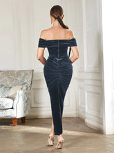 Load image into Gallery viewer, Off-Shoulder Ruched Slit Dress
