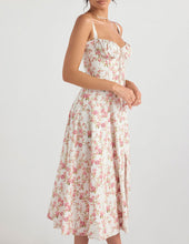 Load image into Gallery viewer, Rose Print Herringbone Slip Dress