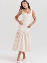 Load image into Gallery viewer, Vintage Low-Waist Midi Dress - Cream Beige