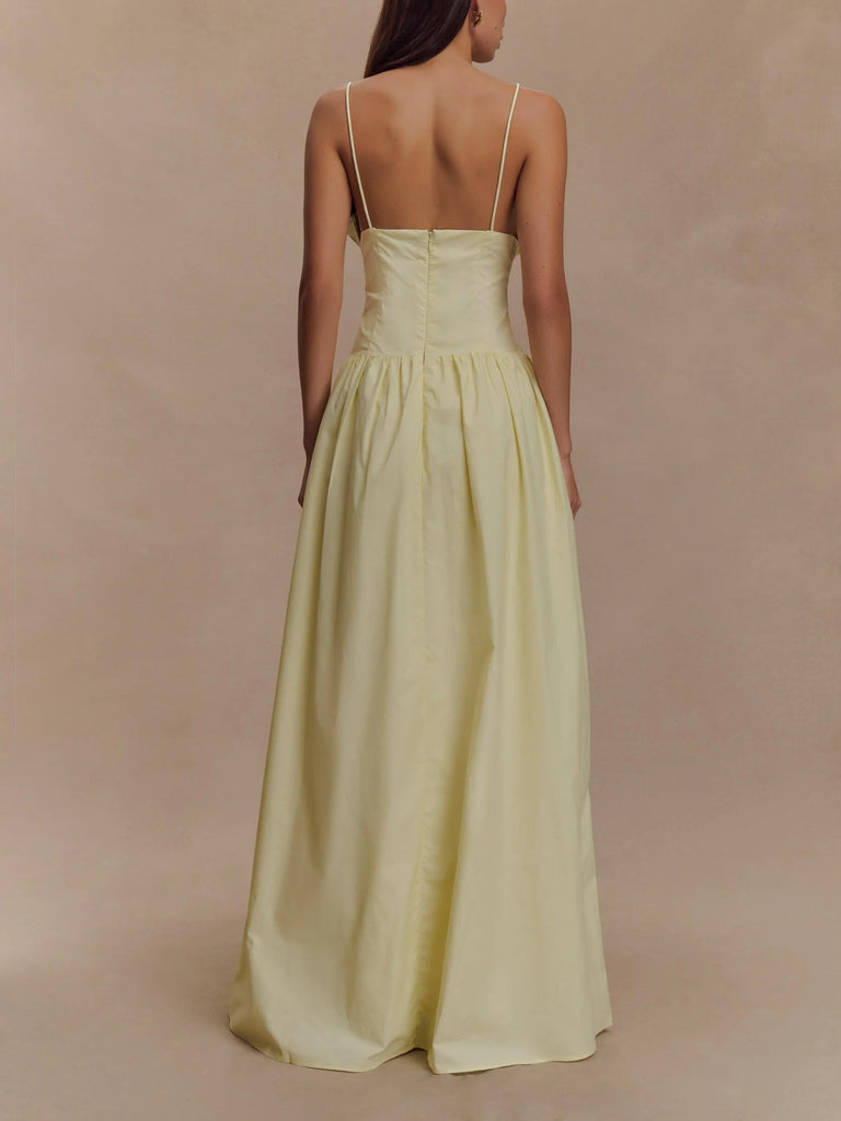 Cotton Frill Maxi Dress - Lemon