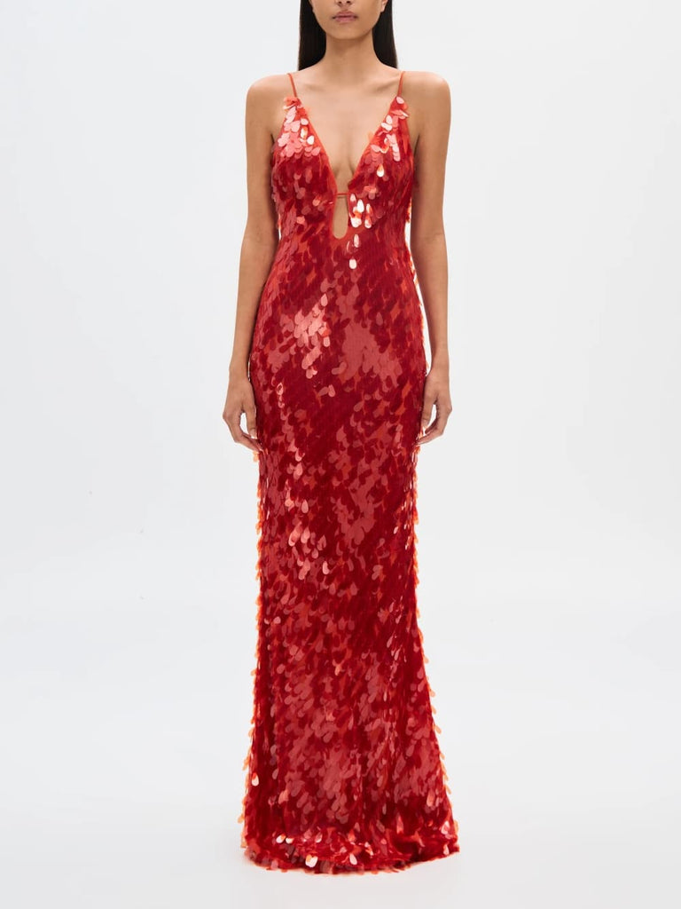 The Red Sapphire Sequin Maxi Dress