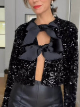 Load image into Gallery viewer, Tie-front Sequined Jacket