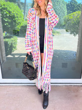 Load image into Gallery viewer, Boho Multicolor Fringe Hem Longline Cardigan