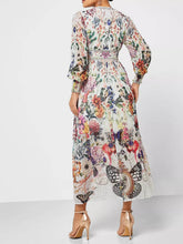 Görseli Galeri görüntüleyiciye yükleyin, Botonical Floral Printed V-Neck Chiffon Maxi Dress