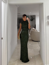Load image into Gallery viewer, Elastic Sequin Backless Maxi Dress