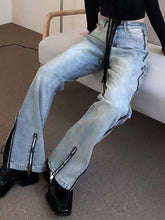 Load image into Gallery viewer, Streetwear Flare Zipper Jeans
