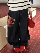 Load image into Gallery viewer, Retro Plaid Patchwork Denim