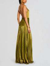 Load image into Gallery viewer, Thalia Metallic Peridot Maxi Dress