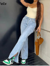 Load image into Gallery viewer, High-Waist Split Denim