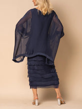 Load image into Gallery viewer, Frayed Trim Tiered Midi Dress