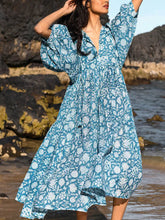 Laden Sie das Bild in den Galerie-Viewer, Floral Balloon Sleeve Midi Dress