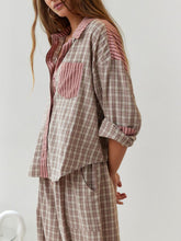 Load image into Gallery viewer, Pink Loose Splice Pajama Set