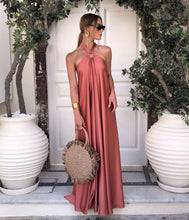 Load image into Gallery viewer, Satin  Elegant Maxi long Dress: Backless Halter Neck