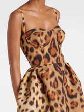 Load image into Gallery viewer, Animal-Print Bustier Midi Dress