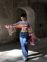 Load image into Gallery viewer, Rainbow Tassel Loose Sweater