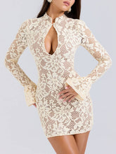 Load image into Gallery viewer, Elegant Sexy Lace Long Sleeve Mini Dress