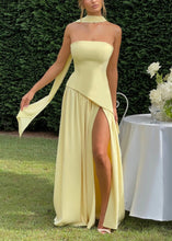 Load image into Gallery viewer, Strapless Slit Ribbon Maxi Dress
