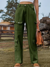 Load image into Gallery viewer, Washed Semi-Elastic Design Denim Cargo Pants