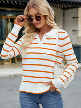 Load image into Gallery viewer, Striped Knit Collared Pullover Sweater