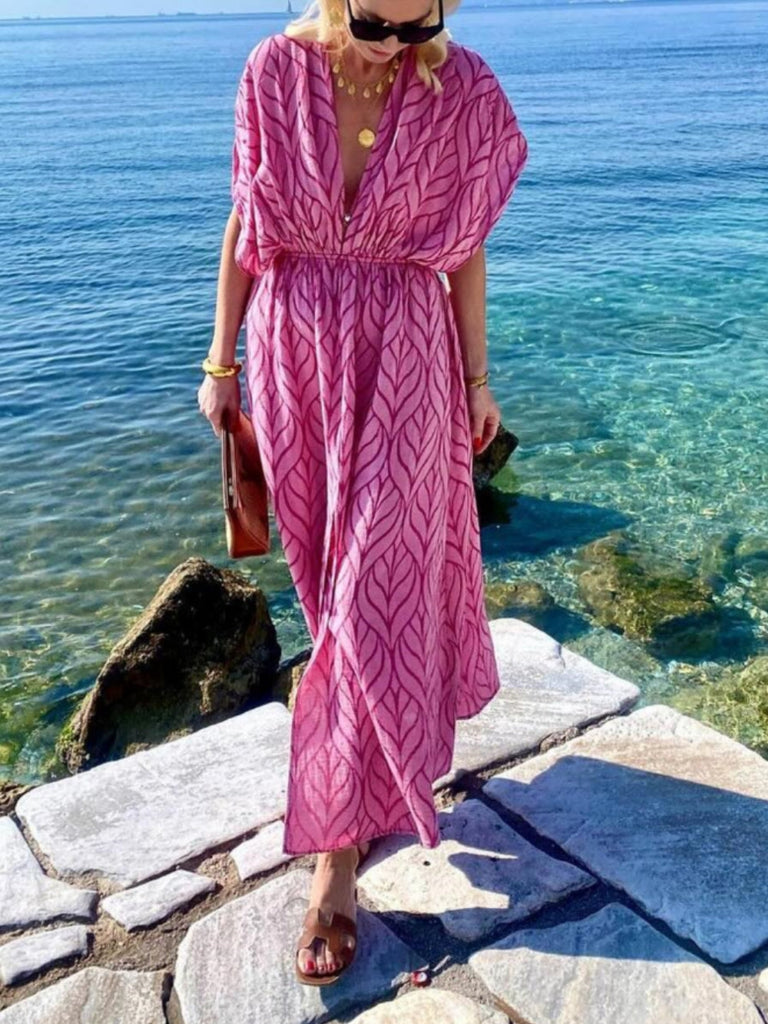 Robe longue imprimée style resort