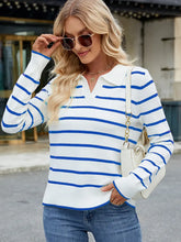 Load image into Gallery viewer, Striped Knit Collared Pullover Sweater