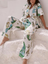 Load image into Gallery viewer, Mermaid Print Short-Sleeved Shirt And Wide-Leg Pants Two-Piece Set