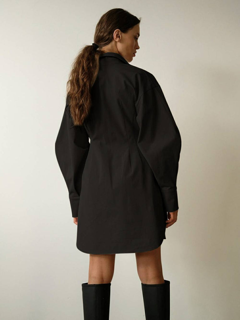 Casual Elegant Solid Patchwork Turndown Collar Shirt Dress Dresses