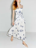 Vintage Floral Print Knotted Maxi Dress