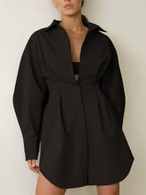 Load image into Gallery viewer, Casual Elegant Solid Patchwork Turndown Collar Shirt Dress Dresses