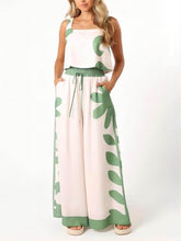 Carregar imagem no visualizador da galeria, Sleeveless Folk Floral Loose Wide-Leg Pants Two-Piece Set