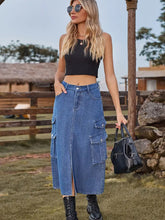 Indlæs billede til gallerivisning American Style Elastic Waist Denim Skirt