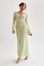 Load image into Gallery viewer, aikergood Augusta Crochet Fishtail Flare Sleeve Maxi Dress
