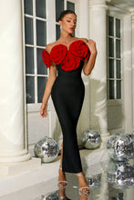 Load image into Gallery viewer, aikergood Anna&#39;s Strapless Flower Adorned Midi Dress