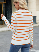 Load image into Gallery viewer, Striped Knit Collared Pullover Sweater