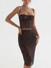 Carregar imagem no visualizador da galeria, Sexy Lace Suspender Crop Top And Hip-Covering Skirt Two-Piece Set