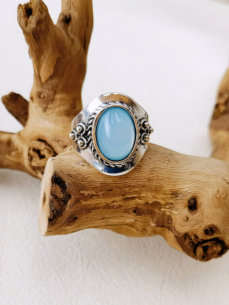 Bague Boho avec pierres précieuses bleues 