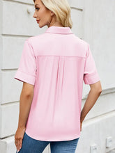 Load image into Gallery viewer, Relaxed Fit Short-Sleeve Denim-Look Shirt