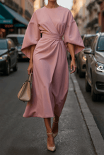 Load image into Gallery viewer, Elegant Solid Color Waist Dress