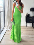 Fashion Ribbed Bandeau Maxi Dress