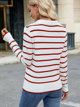 Load image into Gallery viewer, Striped Knit Collared Pullover Sweater