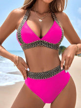 Laden Sie das Bild in den Galerie-Viewer, Separate Solid Color Gold Wire Strap Tight Lace-Up Bikini Set