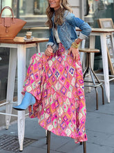 Load image into Gallery viewer, Bohemian Print Elastic Waist Tassel Maxi Skirt