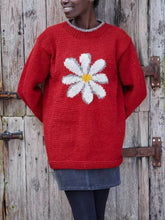 Load image into Gallery viewer, Vintage Daisy Pattern Sweater Red