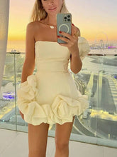 Load image into Gallery viewer, Flounced Bottom One Shoulder Bustier Dress