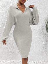 Load image into Gallery viewer, Knit Long-Sleeve V-Neck Bodycon Dress